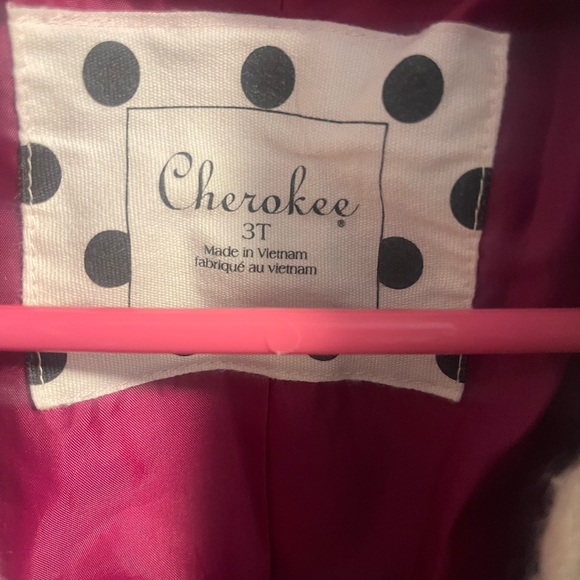 Cherokee Black and White Houndstooth Pea Coat with Pink Interior - Picture 2 of 3